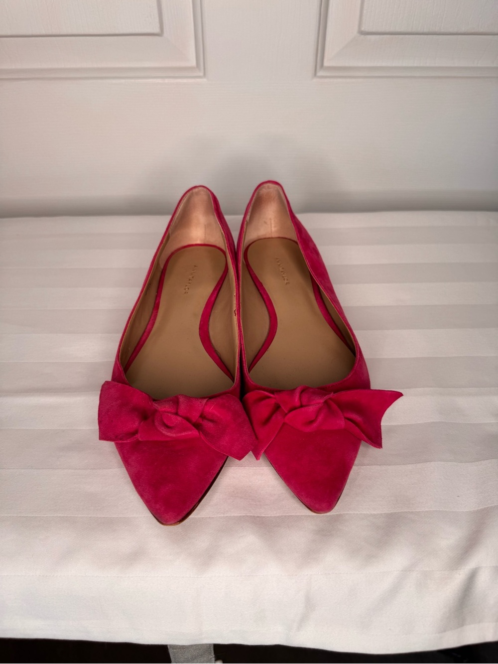 Women’s Ann Taylor Pink Bow Pointed-Toe Flats